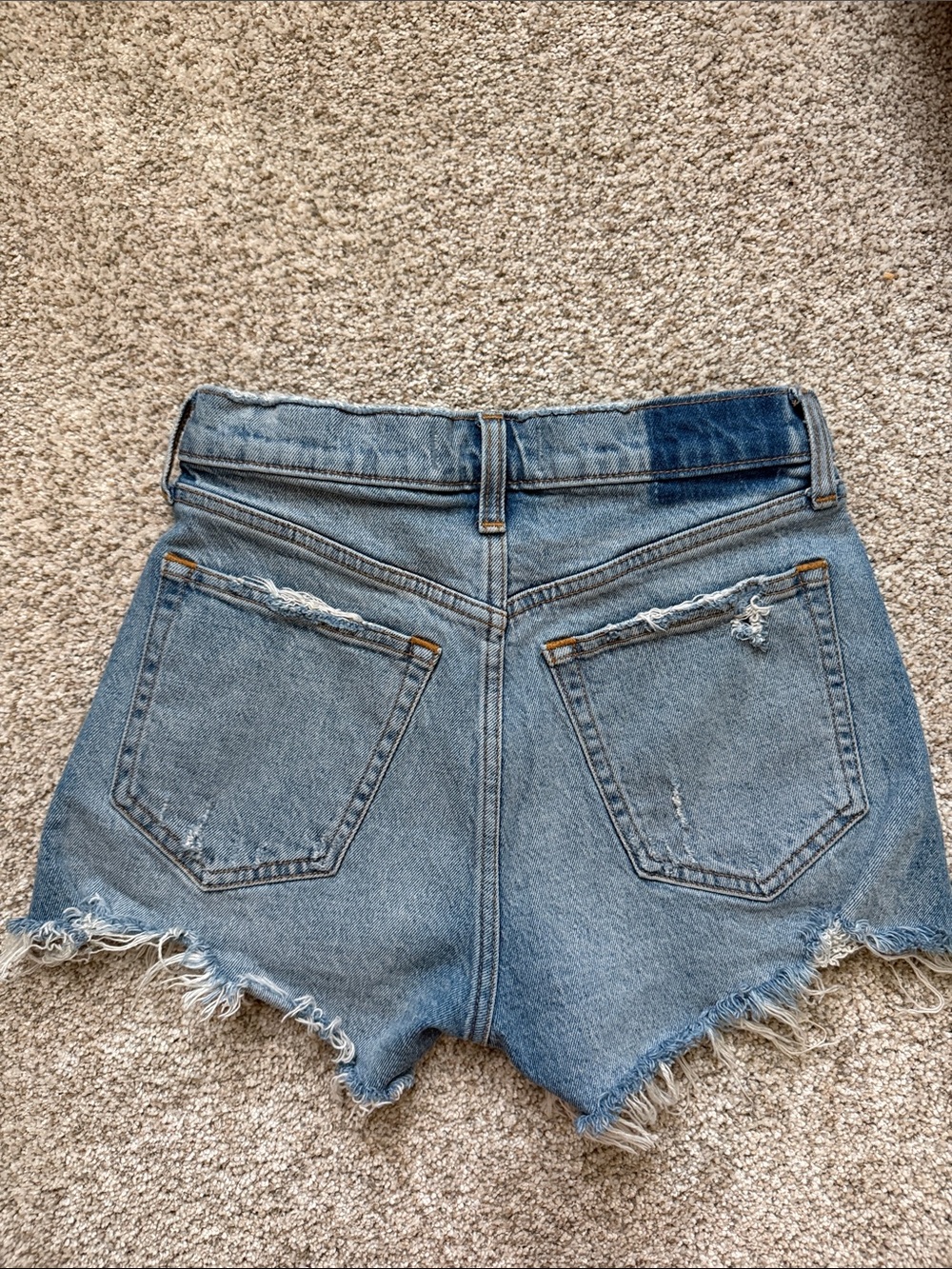Abercrombie & Fitch Light Blue Distressed High-Rise Denim Shorts